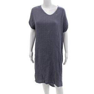 Designer Womens Dark Gray Shift T-Shirt Dress Short Sleeve Size S